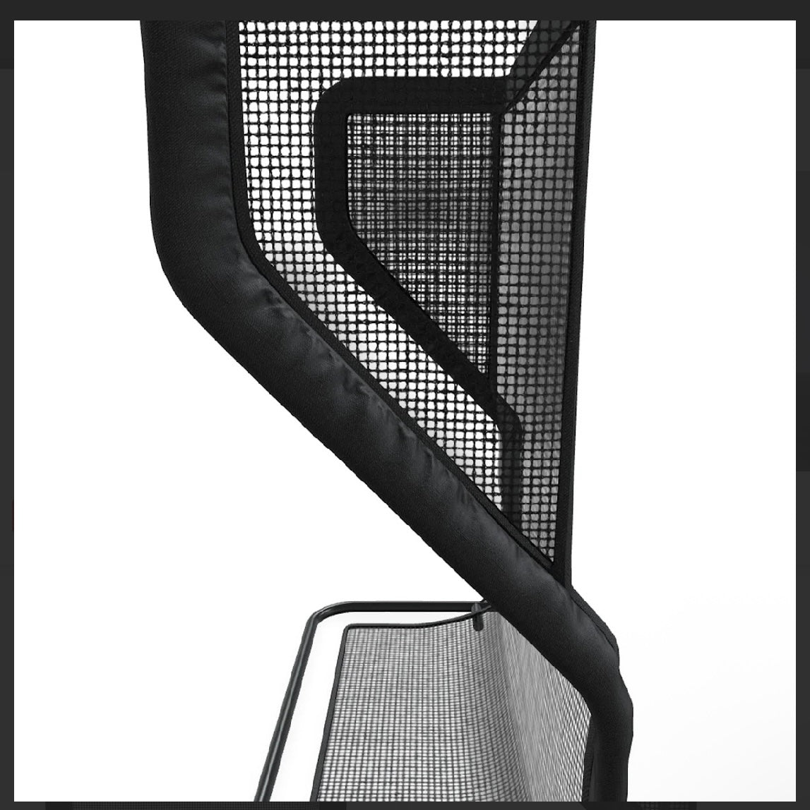 Close-up side frame of The Net Return Pro 8 Series net showing curved design and durable mesh - ALLBGT