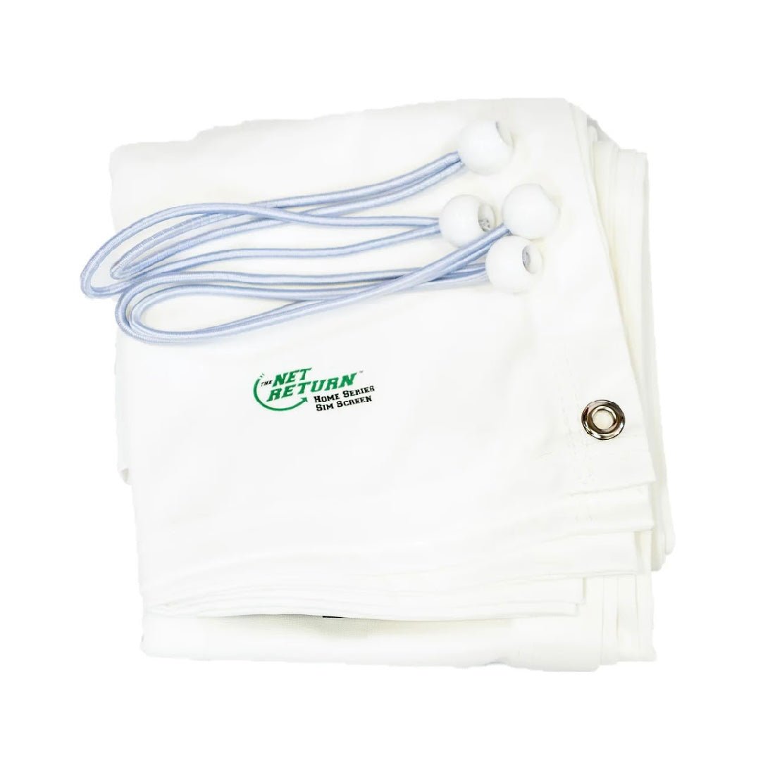 Rolled-up The Net Return Pro 8 Golf Simulator Screen with cords and grommets - ALLBGT