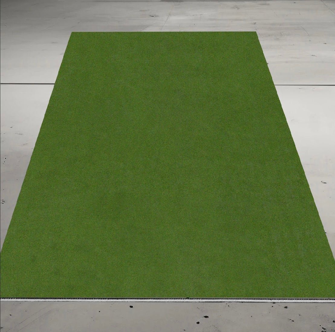 Full view of The Net Return Pro Turf golf mat setup on floor for indoor garage use - ALLBGT