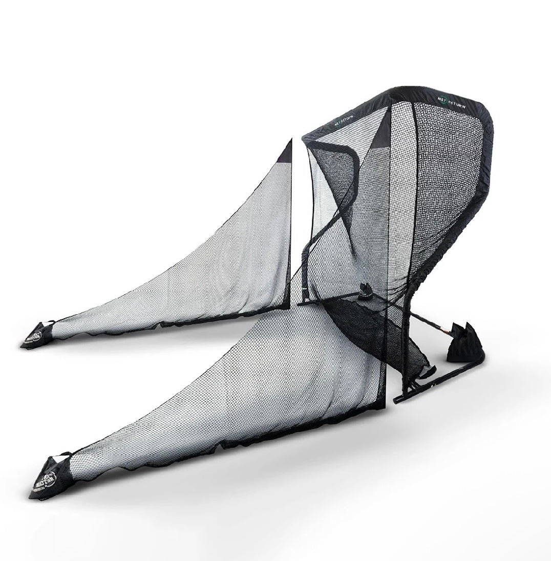 Angled view of The Net Return Universal Side Barriers - Compatible with Pro, Home, and Large Series Nets - ALLBGT"