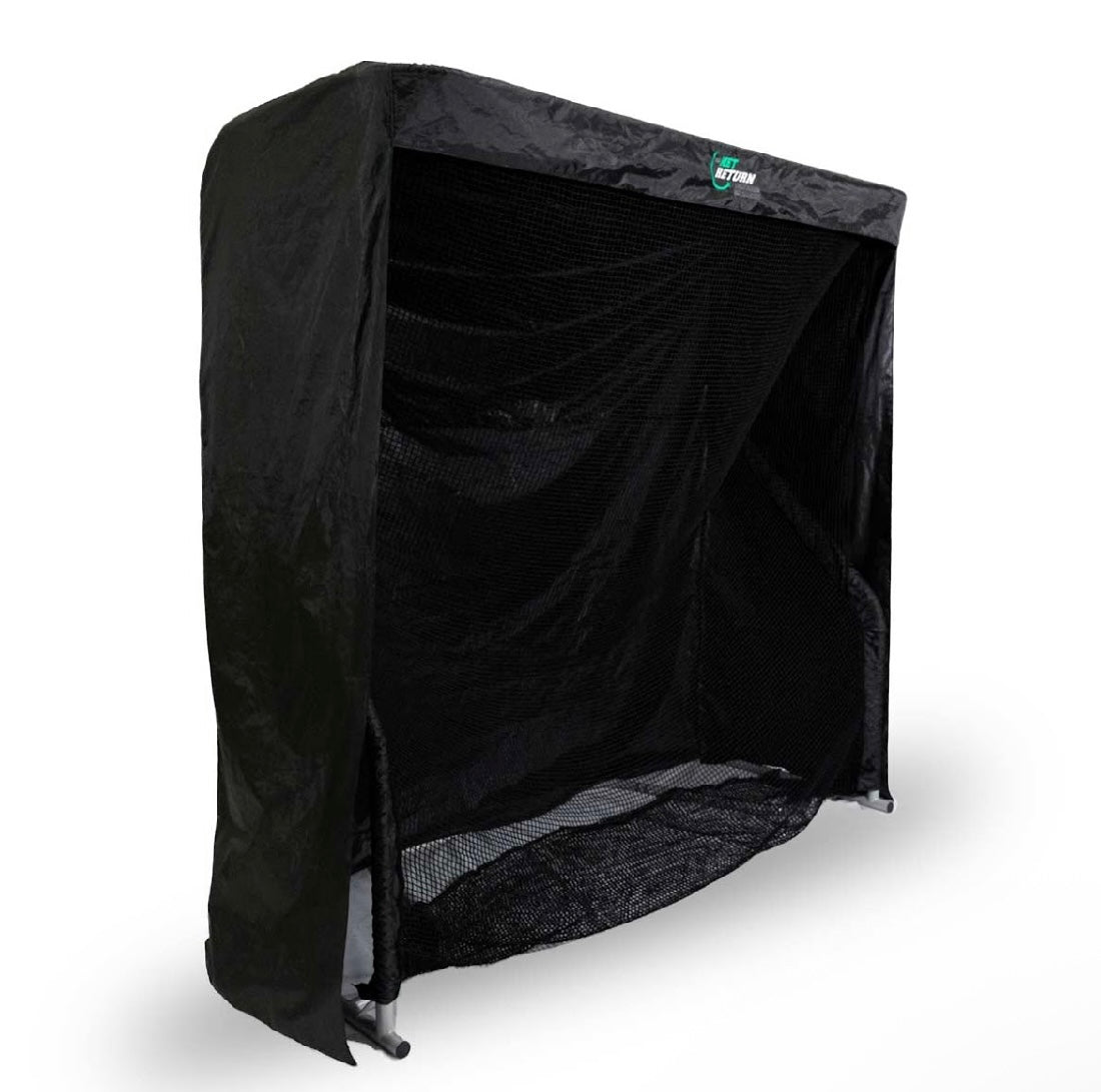 Side view of The Net Return Pro 8  Simulator setup showing valence and frame design - ALLBGT