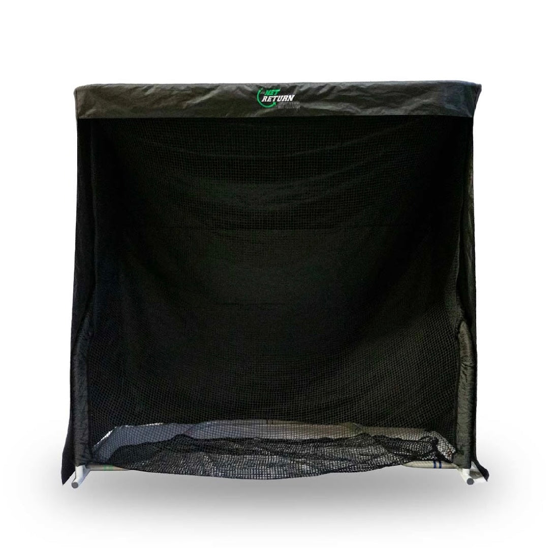 Front view of The Net Return Pro XL Simulator Valence - black fabric enclosure -ALLBGT