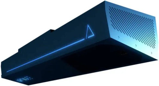 "Wide shot of the TruGolf APOGEE Launch Monitor showing sleek design and precision tracking sensors - ALLBGT"