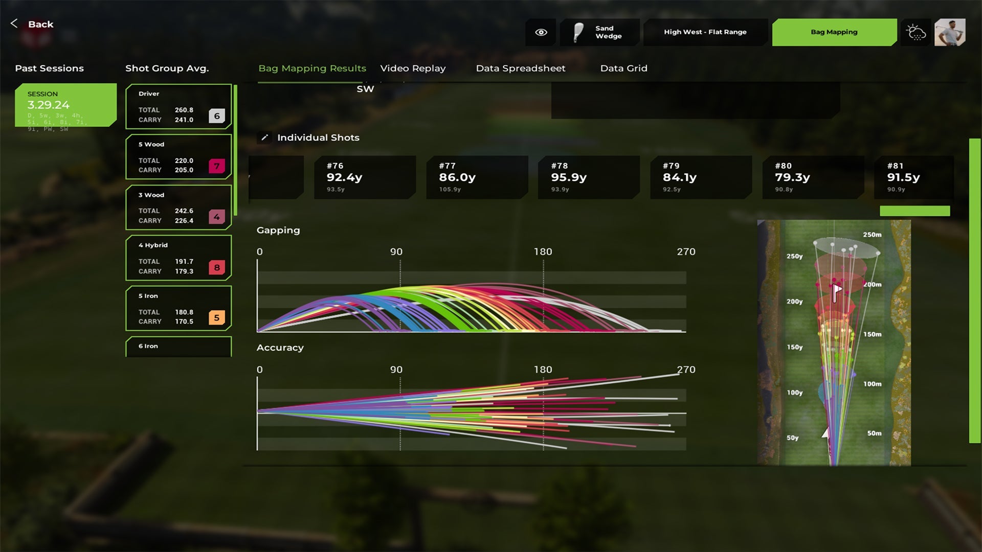 "Radar tracking screen of the TruGolf Starter 10 Golf Simulator showing ball flight, shot distance, and accuracy - ALLBGT"