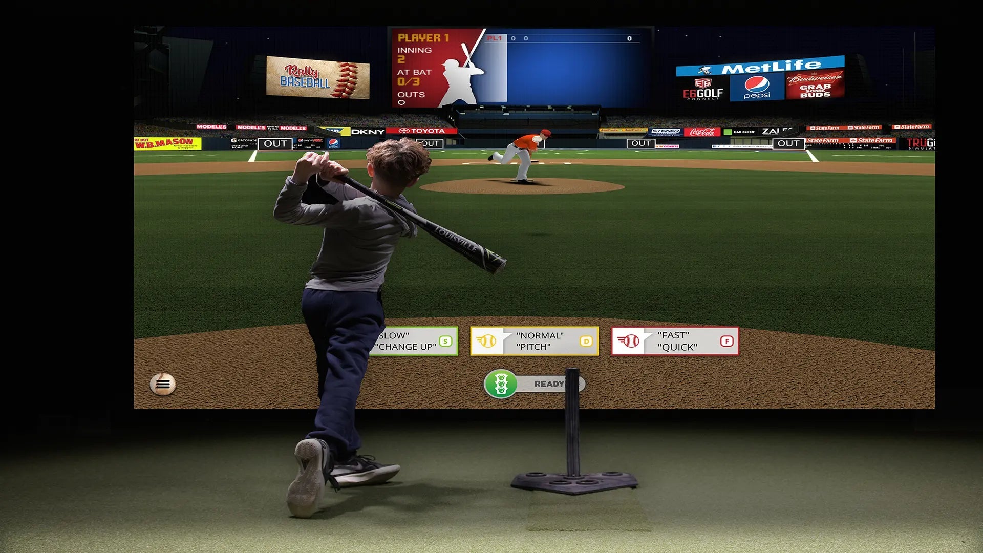 "Golfer actively using the TruGolf Starter 10 Golf Simulator for swing training and shot feedback - ALLBGT"