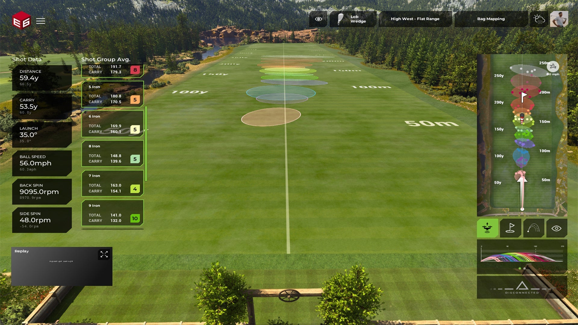 "Radar tracking view from the TruGolf Starter 10 Golf Simulator measuring launch angle and shot data - ALLBGT"