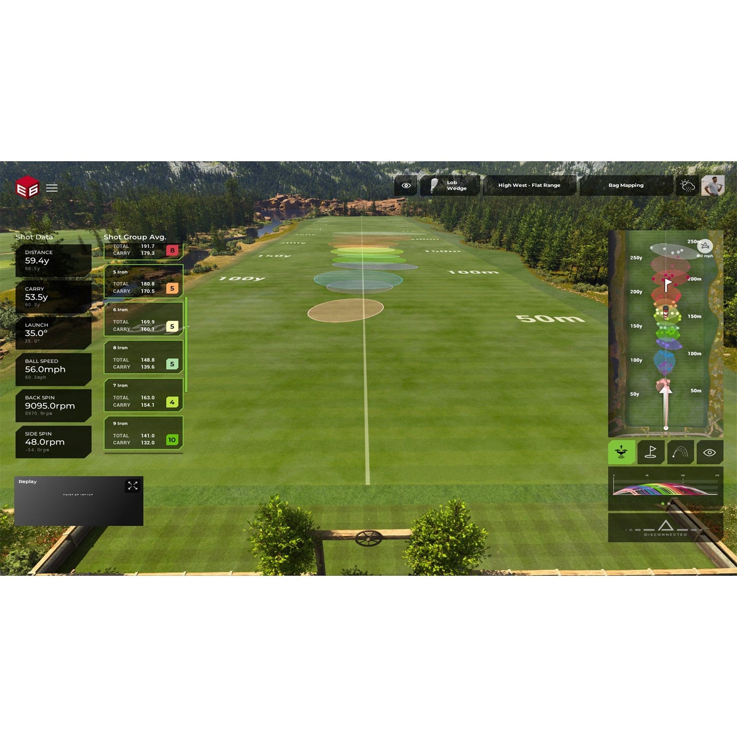 "Radar tracking view from the TruGolf Starter 10 Golf Simulator measuring launch angle and shot data - ALLBGT"