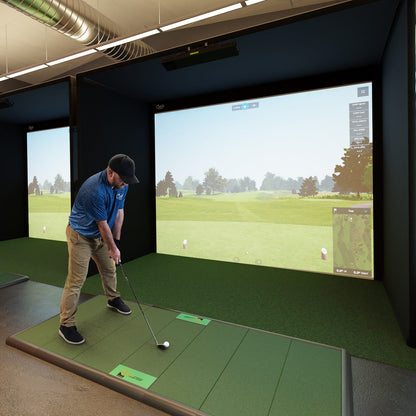 In use of Carl’s Place Pro Golf Simulator Enclosure Kit – Premium Impact Screen - ALLBGT