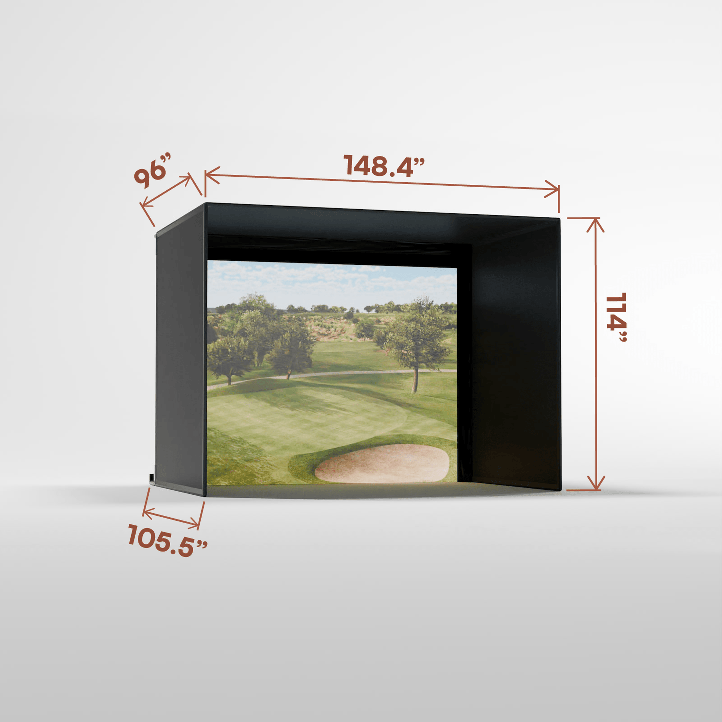 On display of Carl’s Place 8’ Pro Golf Simulator Enclosure Kit with High - Contrast Gray Impact Screen - ALLBGT
