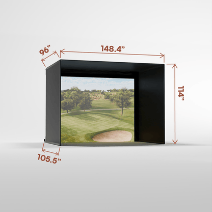 On display of Carl’s Place 8’ Pro Golf Simulator Enclosure Kit with High - Contrast Gray Impact Screen - ALLBGT