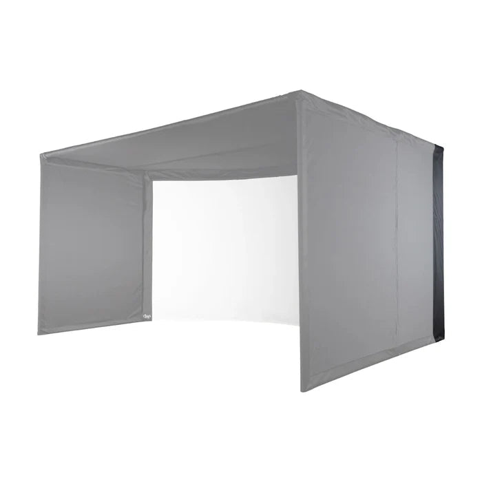 Carl's Place Back Cover Kit installed on curved golf simulator enclosure - ALLBGT