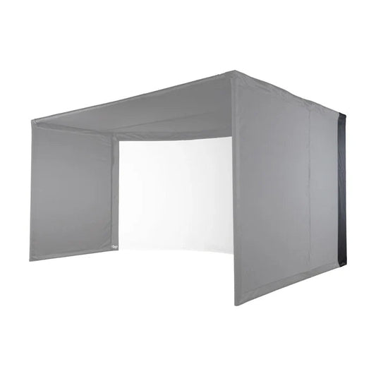 Carl's Place Back Cover Kit installed on curved golf simulator enclosure - ALLBGT