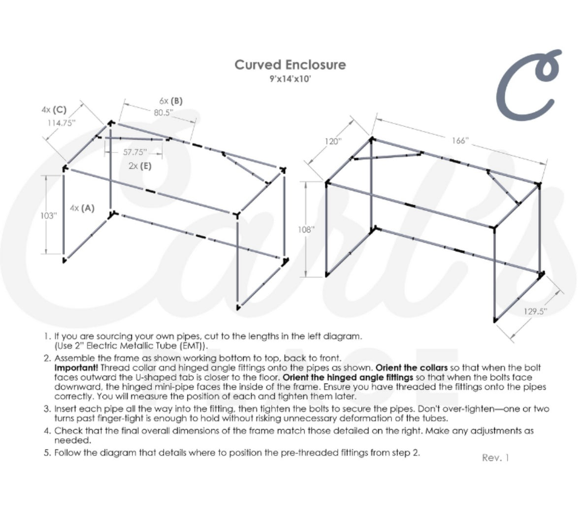 Specifications of Carl’s Place Curved Golf Simulator Enclosure Kit – with High - Contrast Gray Impact Screen - ALLBGT