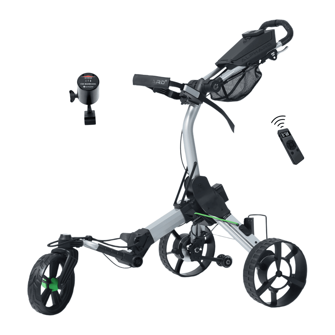 CyberCart + Sidekick electric golf caddy with auto follow technology on white background - ALLBGT