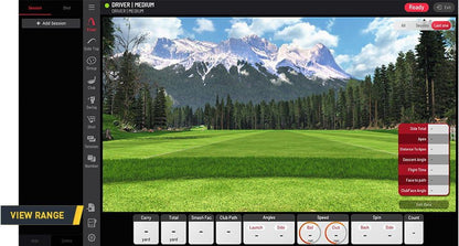 Uneekor golf simulator software interface displaying swing data, ball tracking, and virtual driving range analysis - ALLBGT