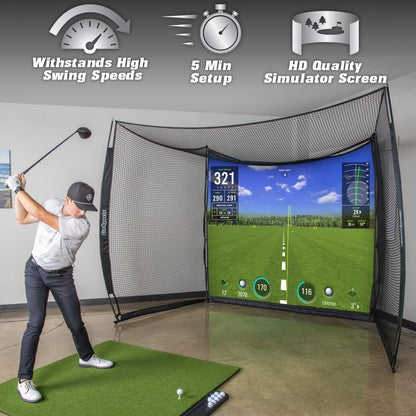 GoSports Range Cage 10 ft x 8 ft Golf Hitting Net with Simulator Impact Screen - ALLBGT