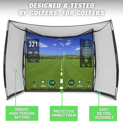 GoSports Range Cage 10 ft x 8 ft Golf Hitting Net with Simulator Impact Screen - ALLBGT