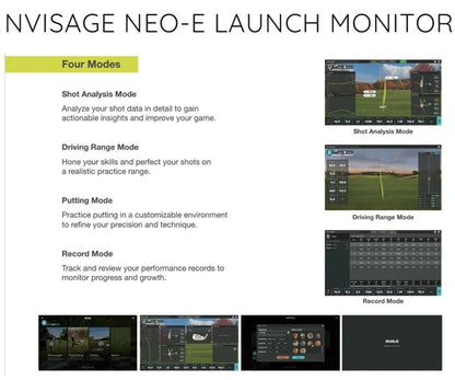 Complete NVISAGE NEO-E Golf Launch Monitor setup with screen and mat for home simulator training - ALLBGT