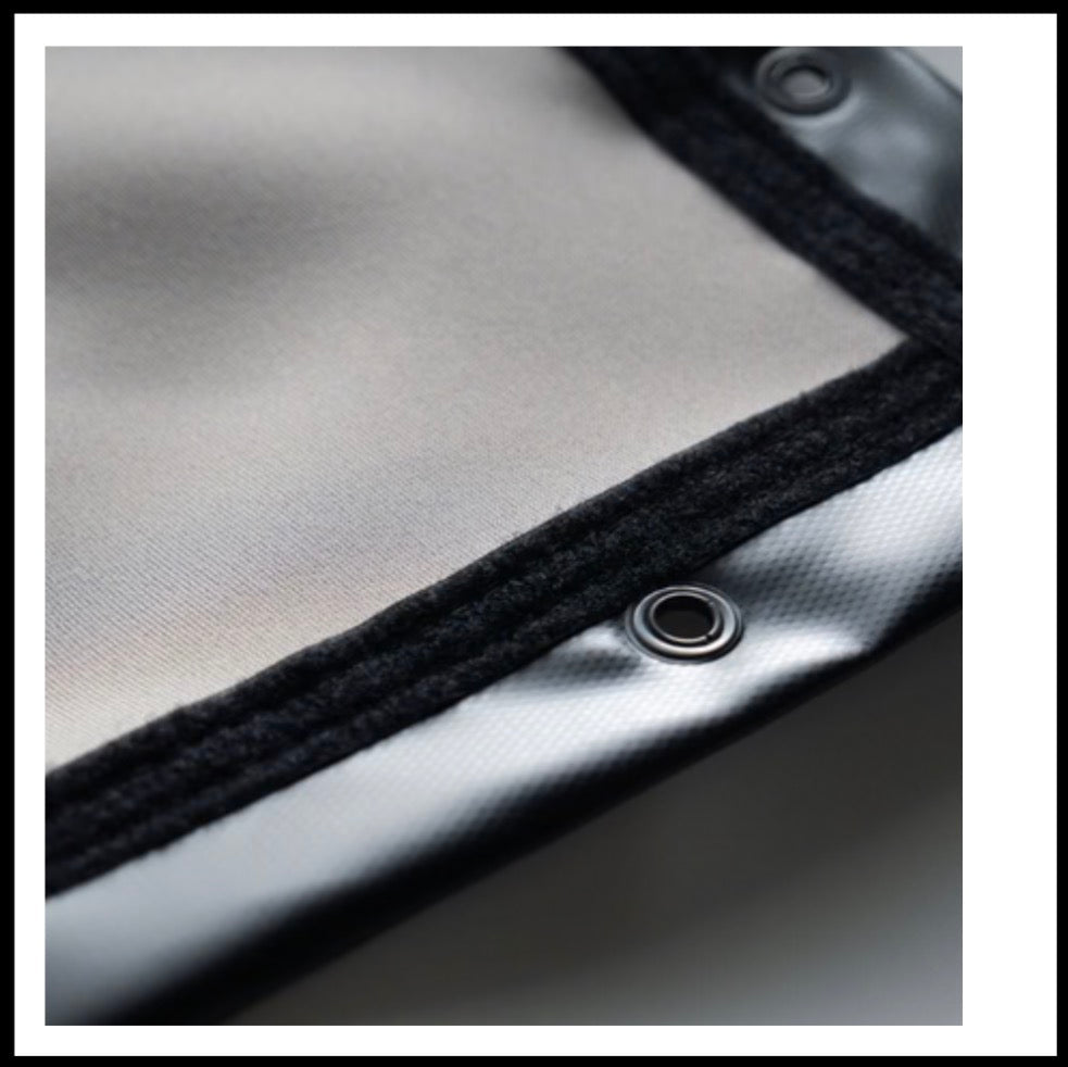 SIG DIY Golf Simulator Enclosure screen close-up with reinforced grommets and durable enclosure material - ALLBGT