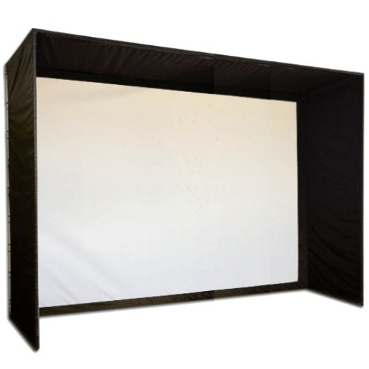 SIG12 Golf Simulator Enclosure angled view home golf simulator screen system - ALLBGT
