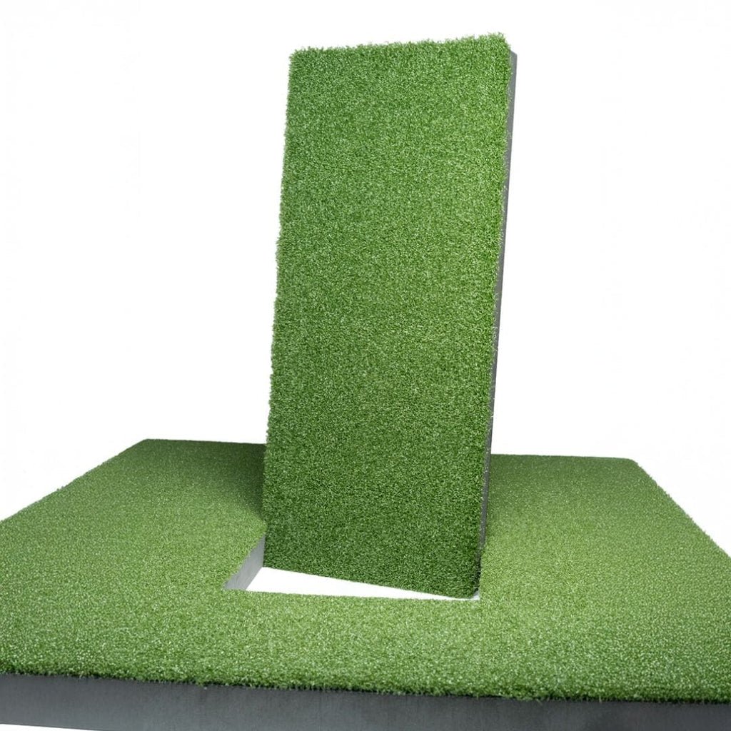 SIGPRO Softy Hitting Strip installed in hitting mat cutout showing turf insert design