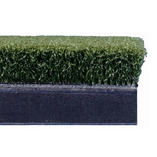 SIGPRO Softy Hitting Strip cross section showing synthetic turf fibers and shock absorbing foam base construction
