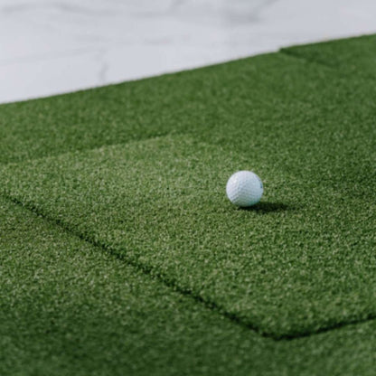 SIGPRO Softy Hitting Strip surface close-up showing true fairway feel for indoor golf simulator 