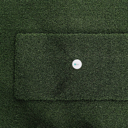 SIGPRO Softy Hitting Strip top view with golf ball showing realistic fairway turf texture for indoor golf simulator