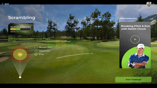 TruGolf E6 APEX golf simulator scrambling challenge gameplay screen | ALLBGT 
